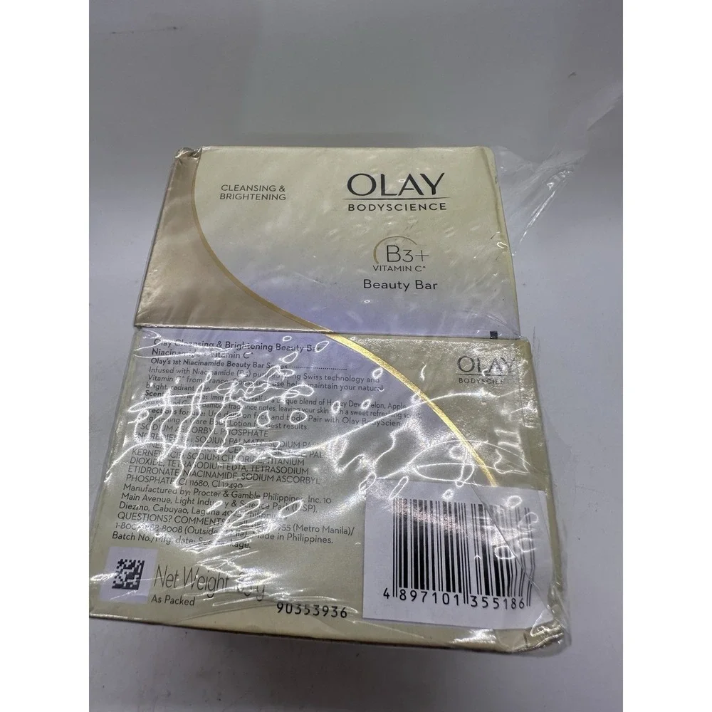 Olay BodyScience B3+ Vitamin C Beauty Bar Soap 4 Pack 3 oz Cleansing Brightening